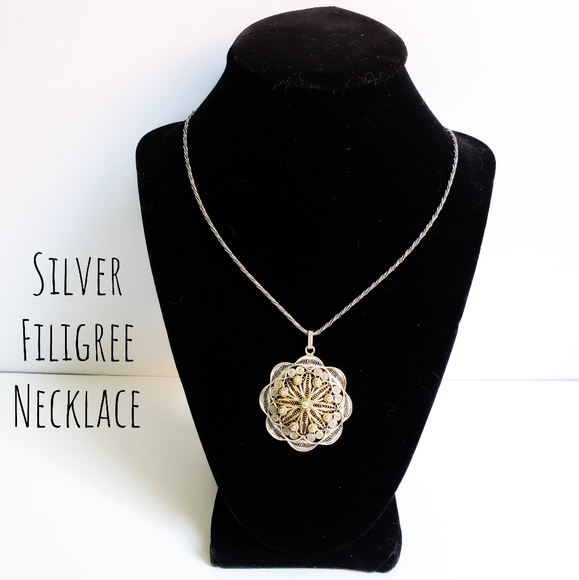 Vintage Jewelry - Vintage Silver Filigree Necklace
